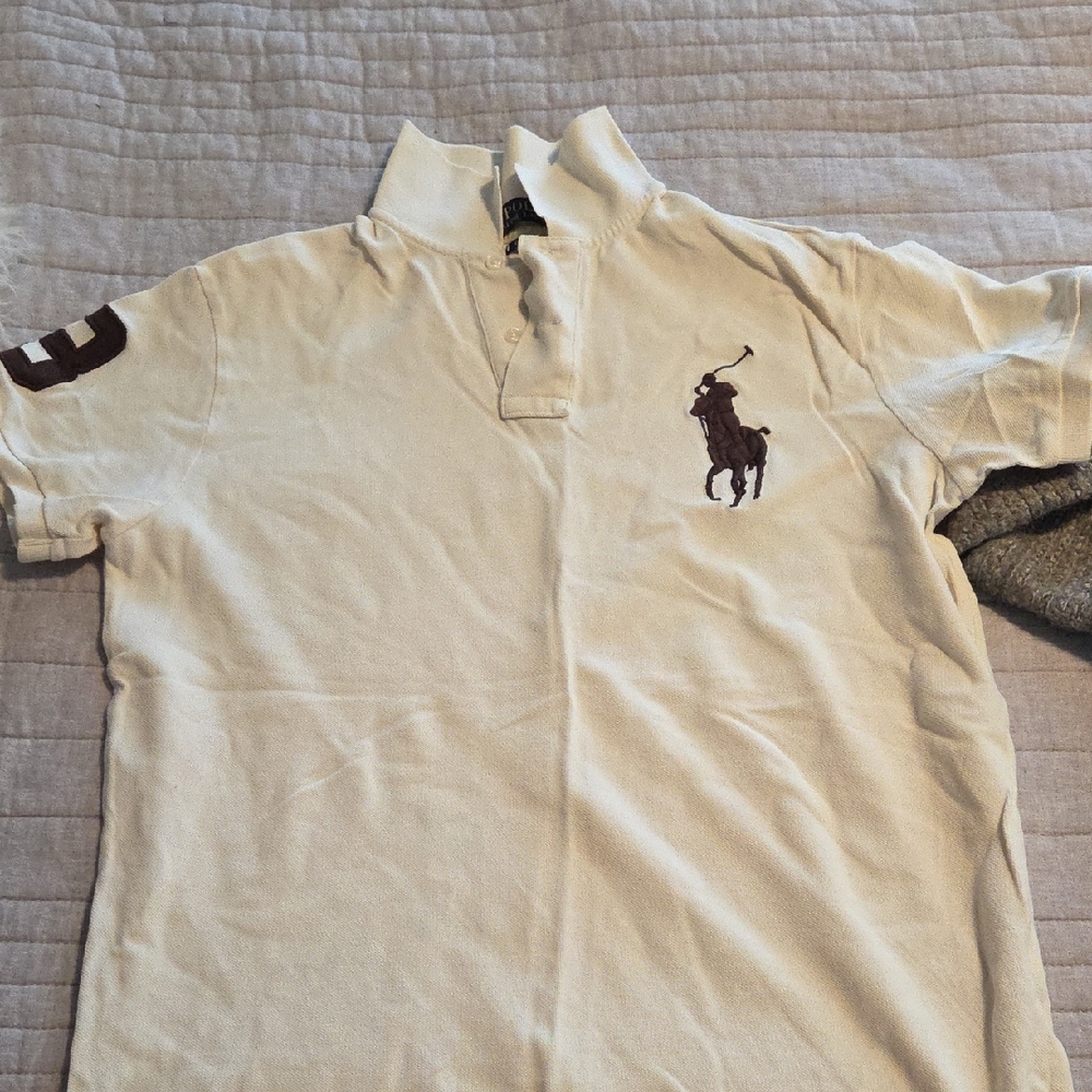 Ralph Lauren Off-White Polo with Dark Brown Emblem